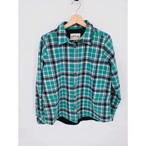 Orvis Blue & Green Plaid Fleece Lined Button Up Shacket Size Large
